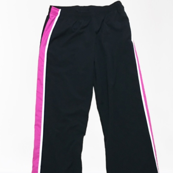 black and pink track pants